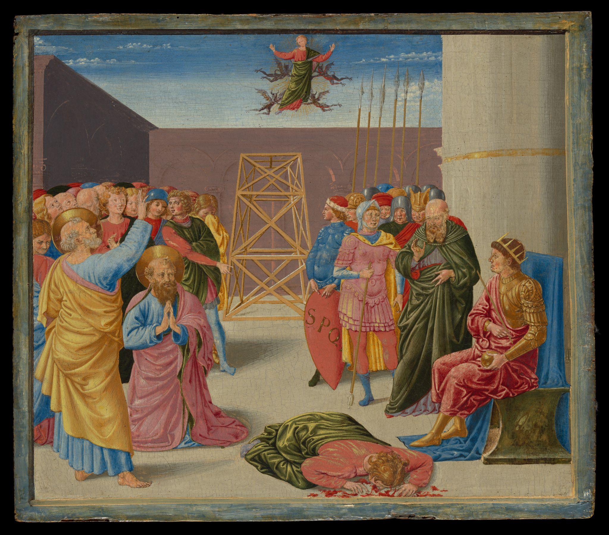 Painting titled Saint Peter and Simon Magus by Benozzo Gozzoli, 1440–1497.