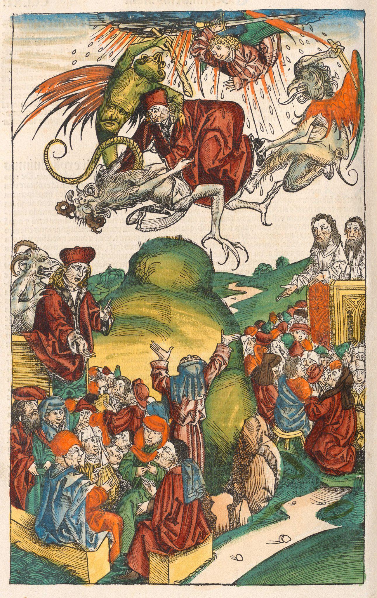 Woodcut titled The Death of the Antichrist, artist unknown, 1493.